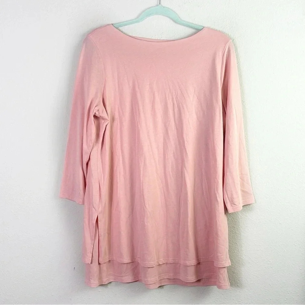 Pure J Jill Boatneck‎ Peach Pink Layered Hem Pocket Tunic Sz Medium Tall